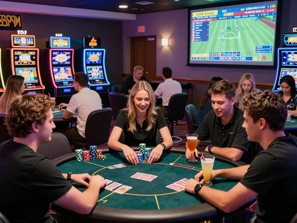 Engaged players enjoying dynamic online betting experience at https://fabet.money/ in vibrant casino atmosphere.