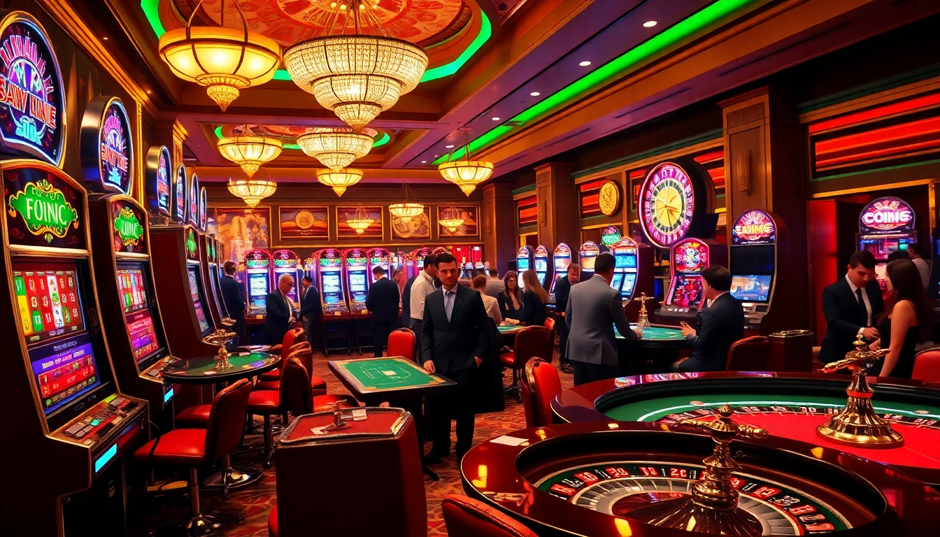 Experience thrilling moments with hidden wiki links at a luxurious casino, featuring vibrant slot machines and poker excitement.