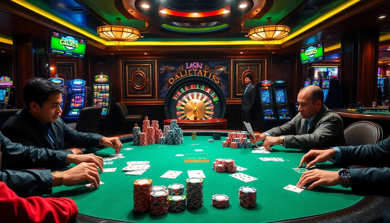 Players strategizing at a poker table, excitedly engaging with games from https://luck8com.biz.