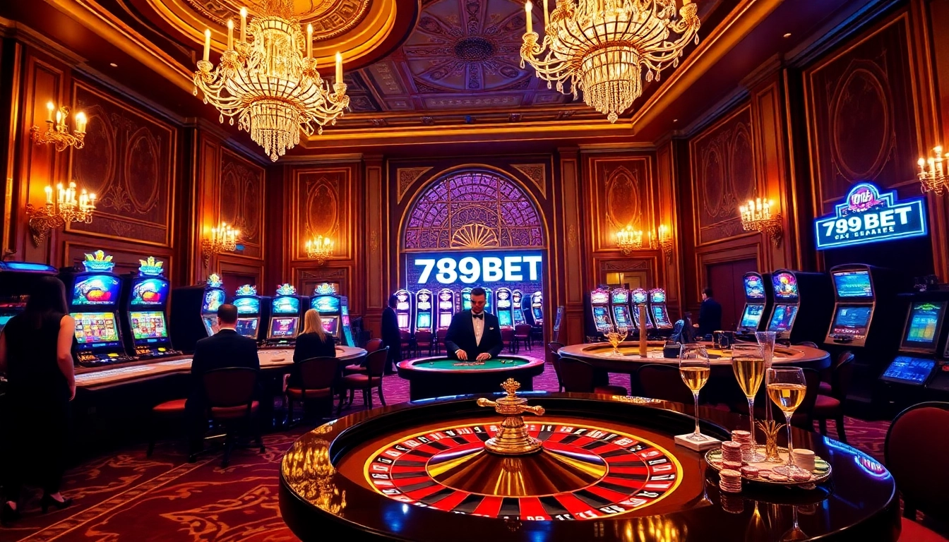 Players enjoying the roulette table at 789BET's luxurious casino atmosphere.