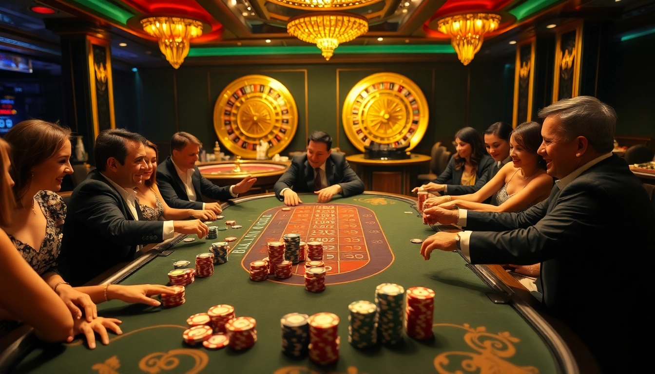 Experience high-stakes excitement at https://vn789.xyz/ with players at a vibrant casino blackjack table.