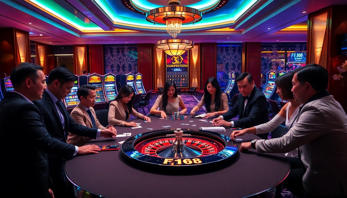 Experience thrilling gameplay at https://f168.sarl/ with poker chips and a vibrant casino atmosphere.