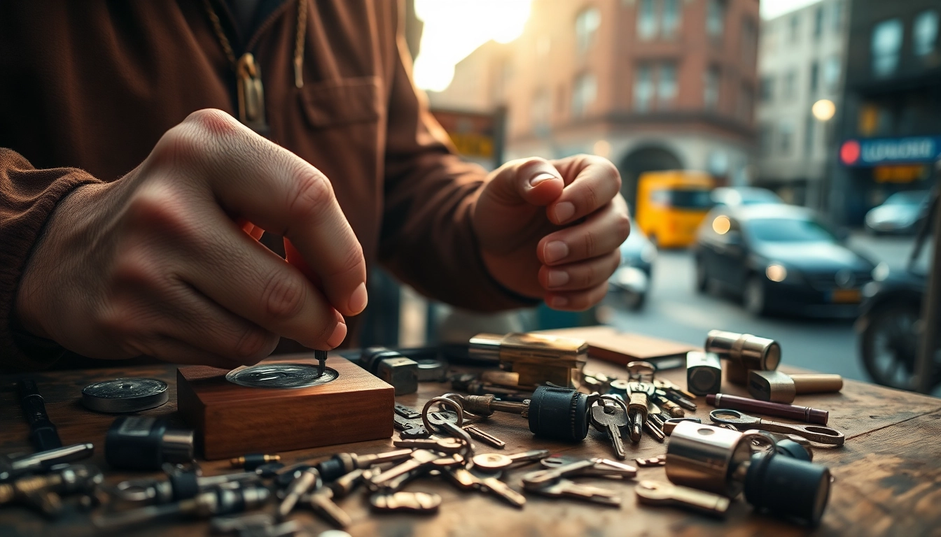 Schlüsseldienst Berlin 24h bei der Arbeit, professionelle Türöffnung in urbanem Umfeld.
