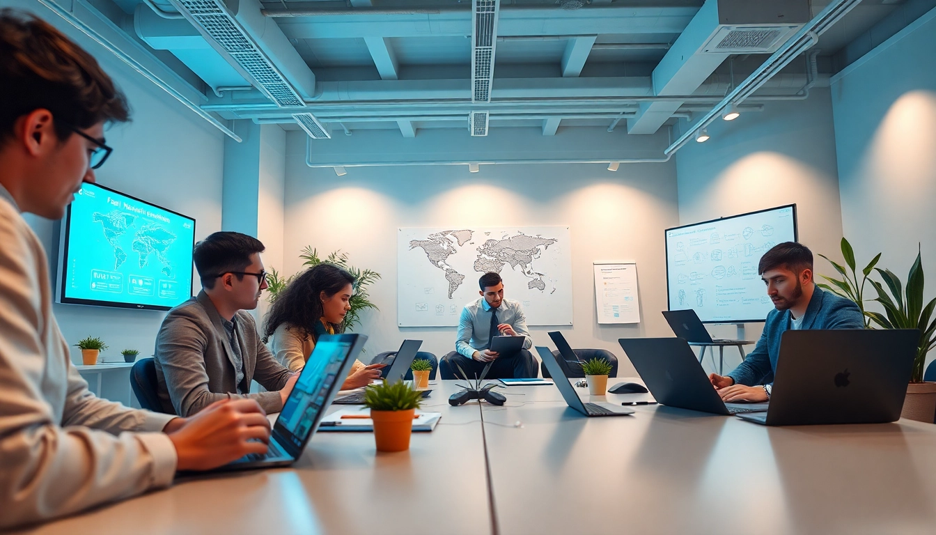 快连官网：在现代办公室中展示专业人员使用先进技术实现全球无缝连接