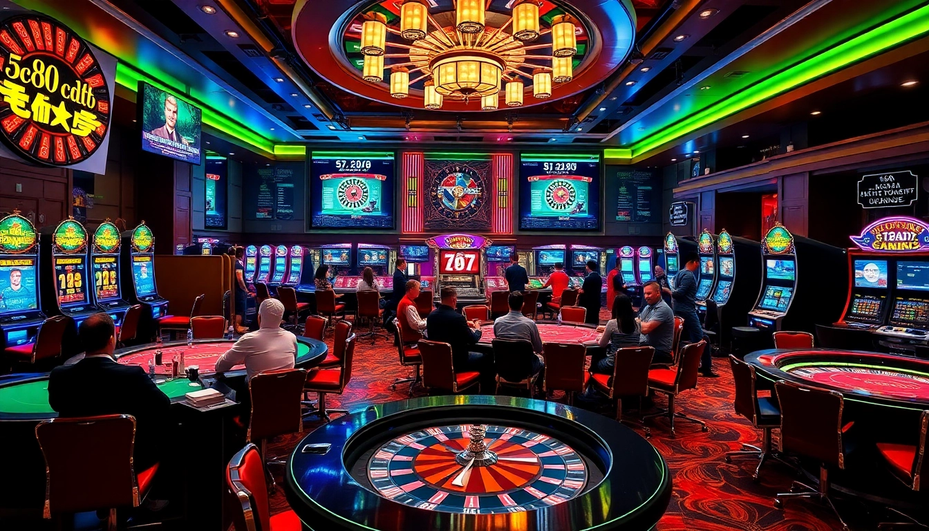 Action-packed gaming scene at 789club showcasing poker, blackjack, and slot machines.