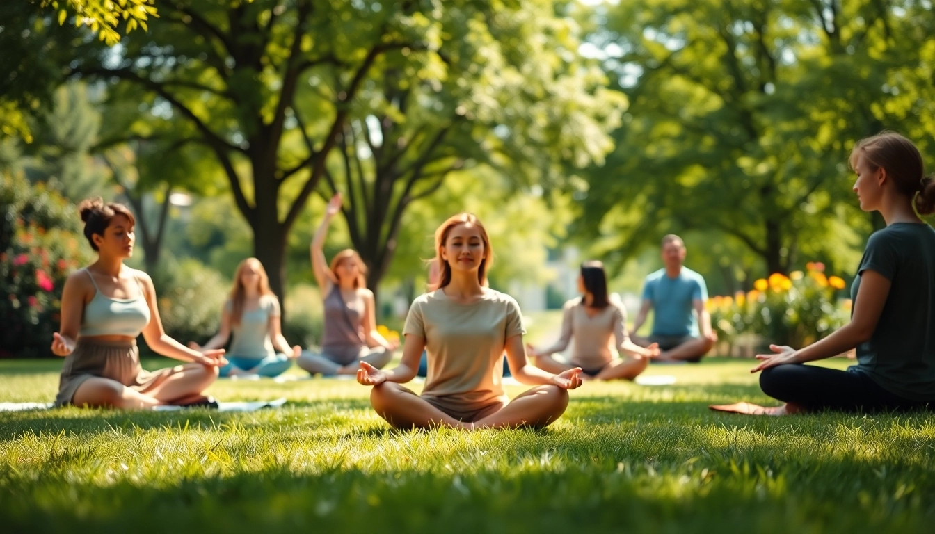 Enhancing emotional wellbeing through mindfulness practices in a serene park setting.