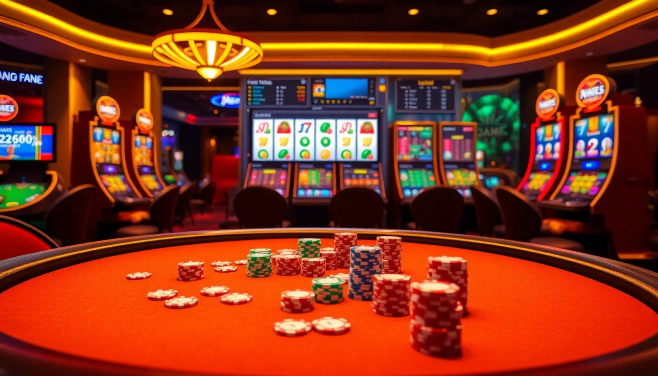 Engaging NK88 poker game scene with vibrant chips, cards, and casino ambiance.