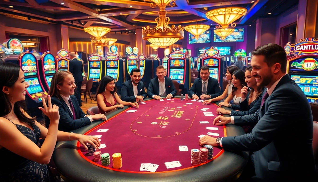 Play the 32 win game at a vibrant casino table, surrounded by excited players and colorful chips.