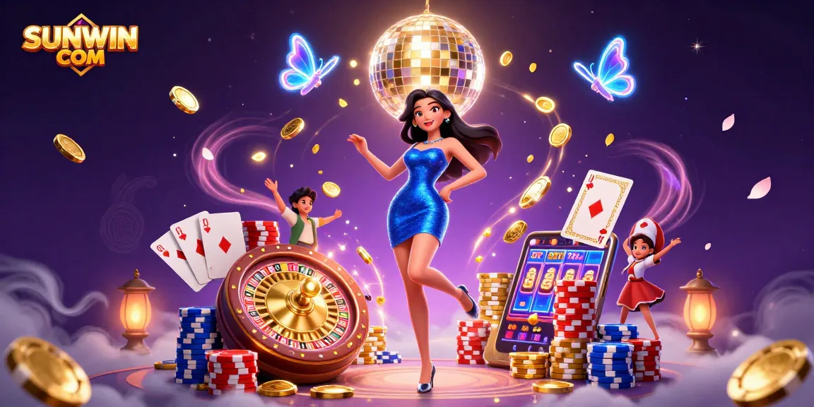 Win big at SUNWIN COM with this vibrant casino scene featuring exciting games and captivating visuals.