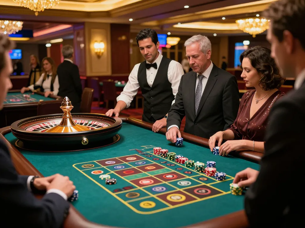 Players engaged in a game of roulette at LV88 casino, showcasing excitement and strategy.