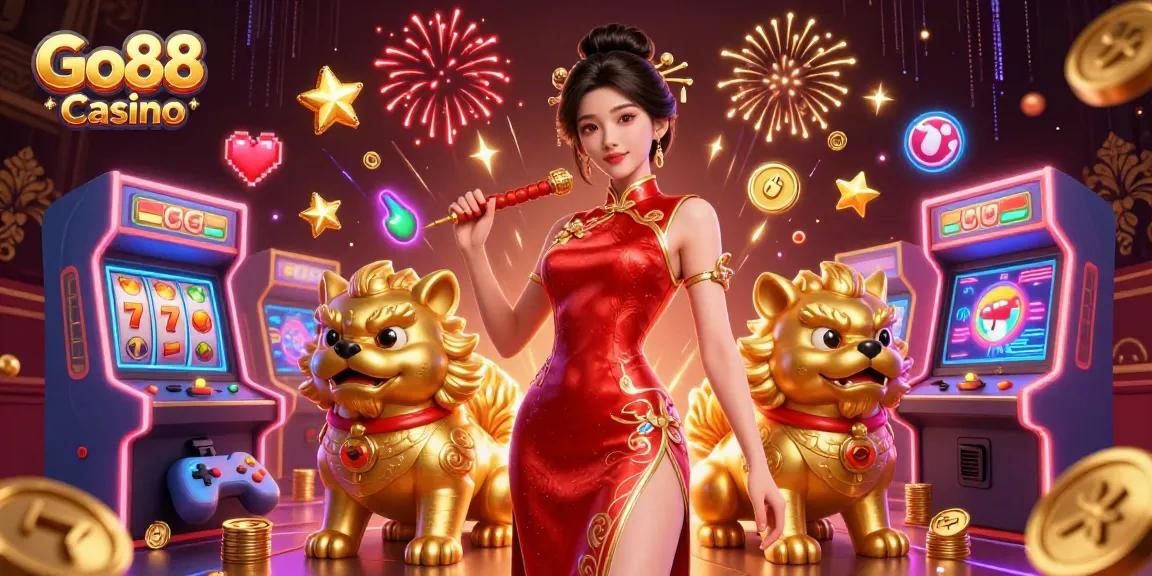 Experience the excitement of Go88 Casino with a vibrant 3D scene featuring captivating characters and dynamic game elements.