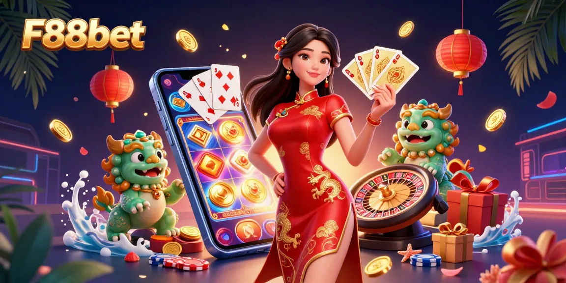 Experience the thrill of F88bet with a captivating online gaming scene featuring dynamic casino elements.
