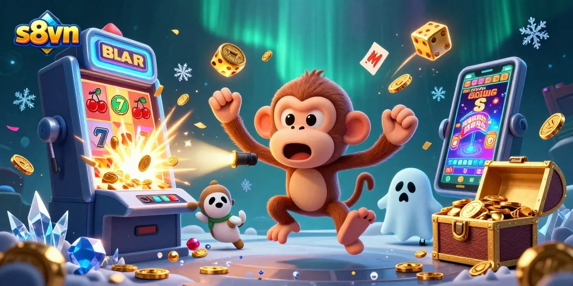 Engage in thrilling casino adventures with s8vn's playful poltergeist monkey and ghost-hunter puppy.