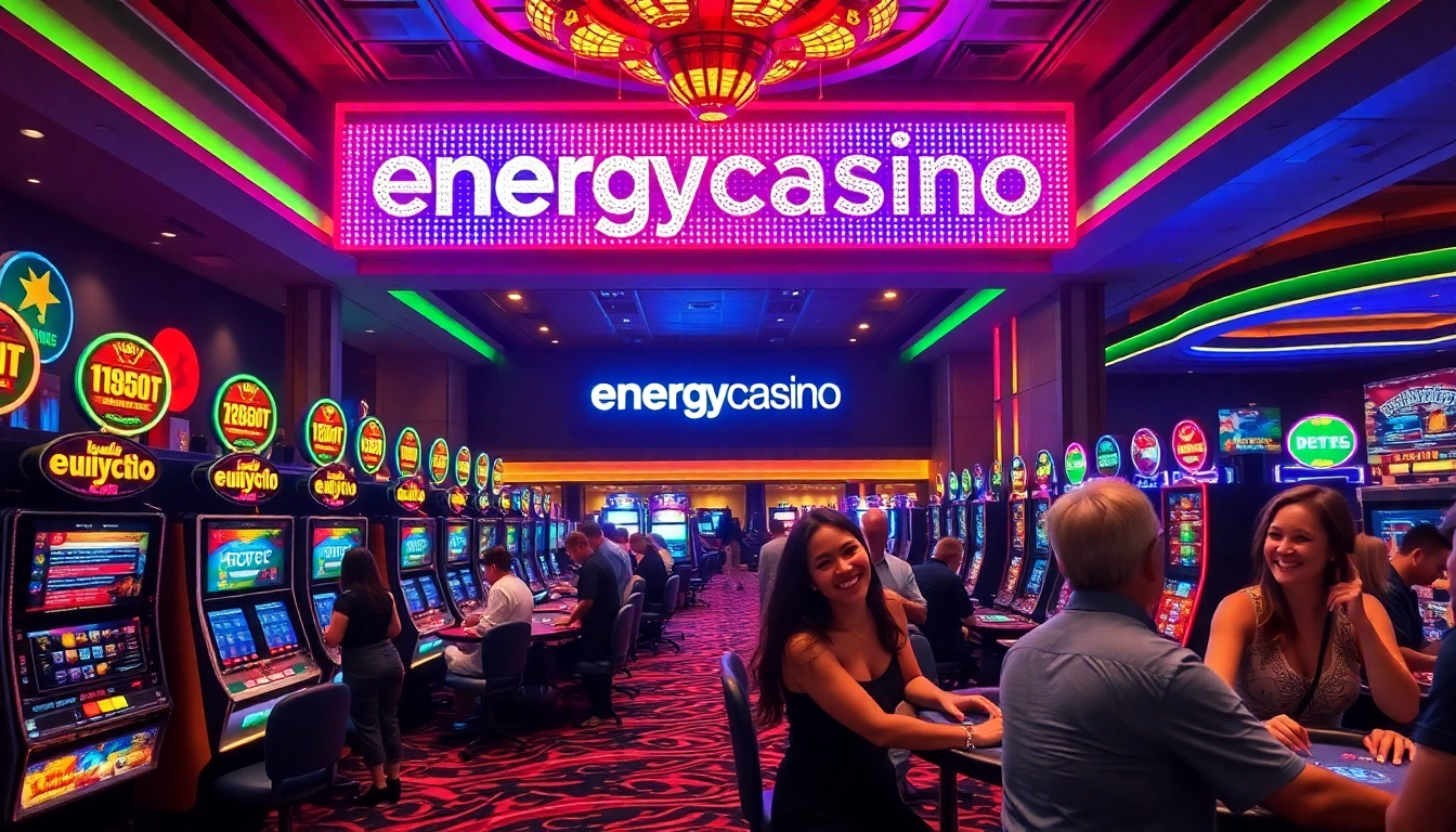 Spieler am energiecasino Spielautomaten genießen aufregende Atmosphäre des Casinos.