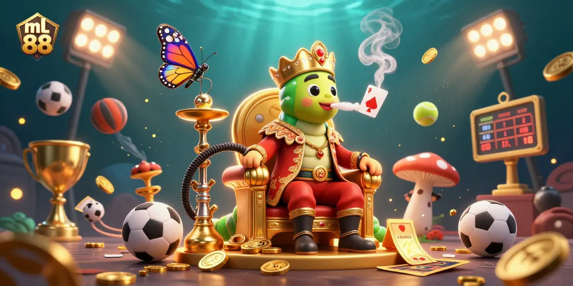 Experience thrilling gaming with ml 88, featuring a vibrant 3D casino scene filled with sports and gambling elements.