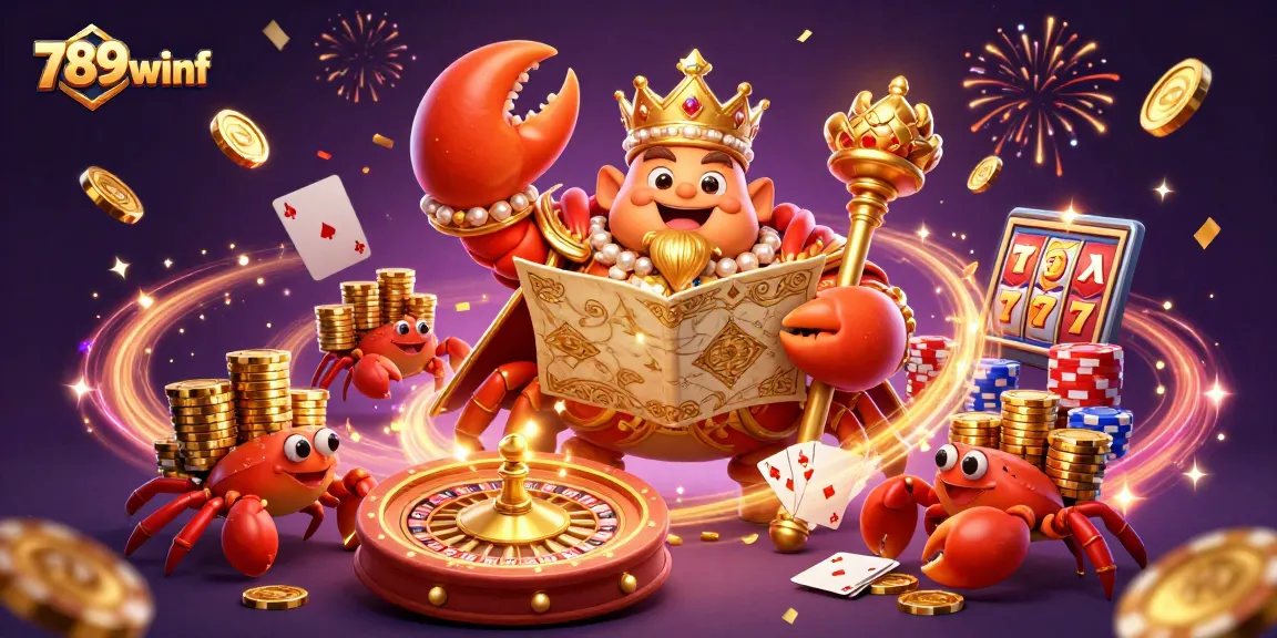 Experience the thrill of 789winf with a dazzling cartoon casino scene filled with gold and excitement.