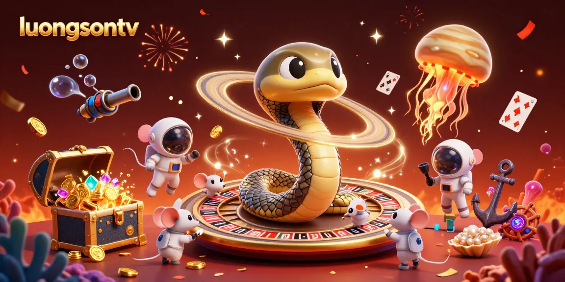 luongsontv brings excitement to betting with a vibrant casino-themed illustration featuring animated characters