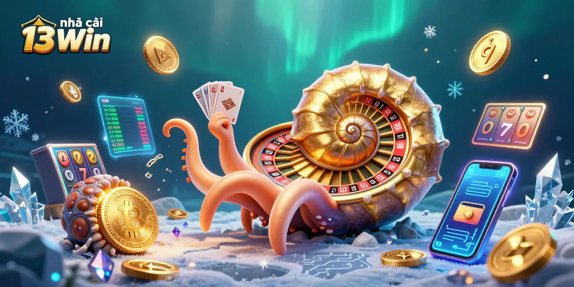 Experience the thrill at nhà cái 13Win with exciting casino elements and vibrant 3D illustration.