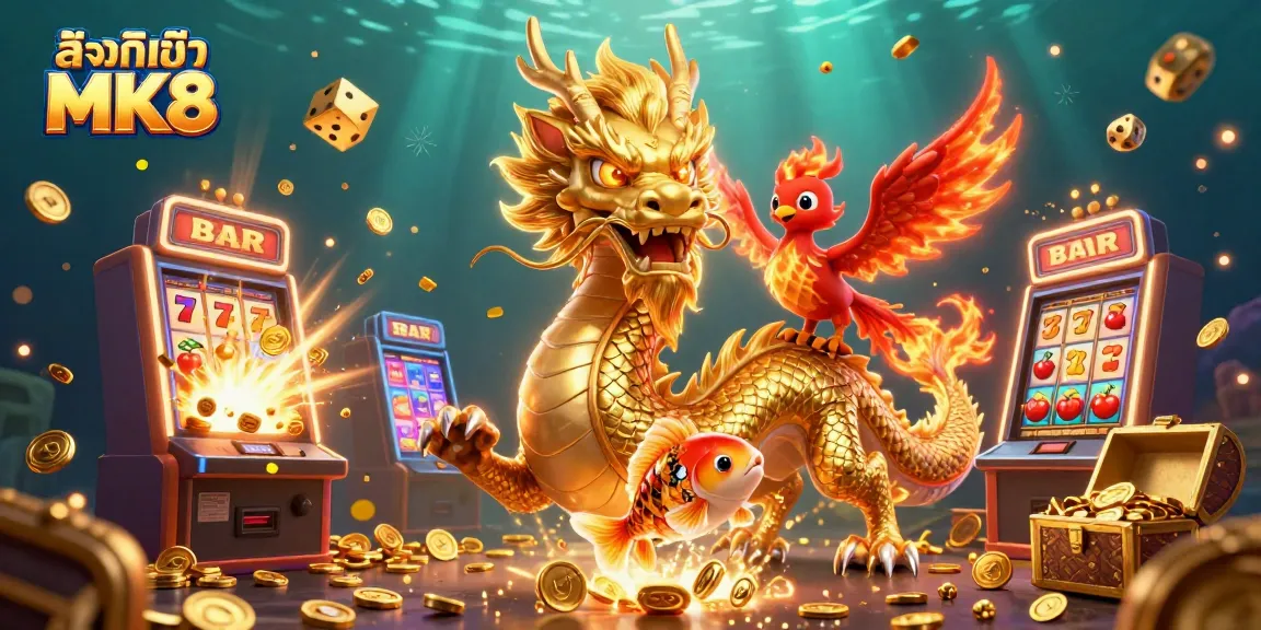 Engage with the excitement of ลิงก์เข้า MK8 as golden coins and lucky symbols celebrate a jackpot win.