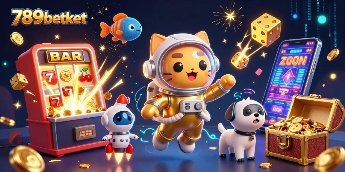 Experience winning excitement with 789betket in this vibrant casino-themed cosmic scene.