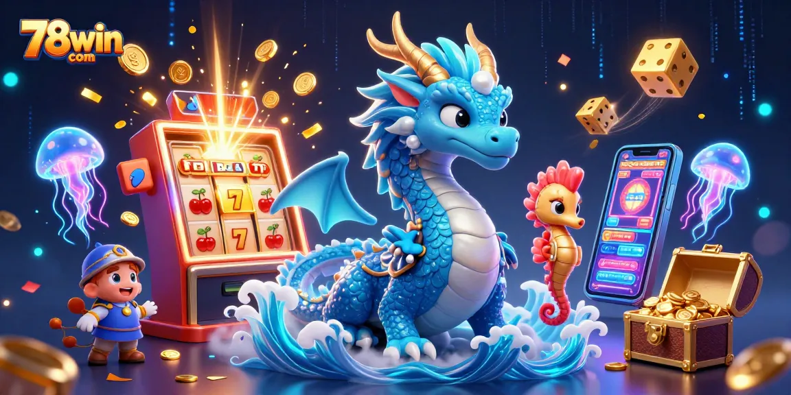 Experience thrilling wins at 78win com with a dazzling 3D illustration of casino excitement.