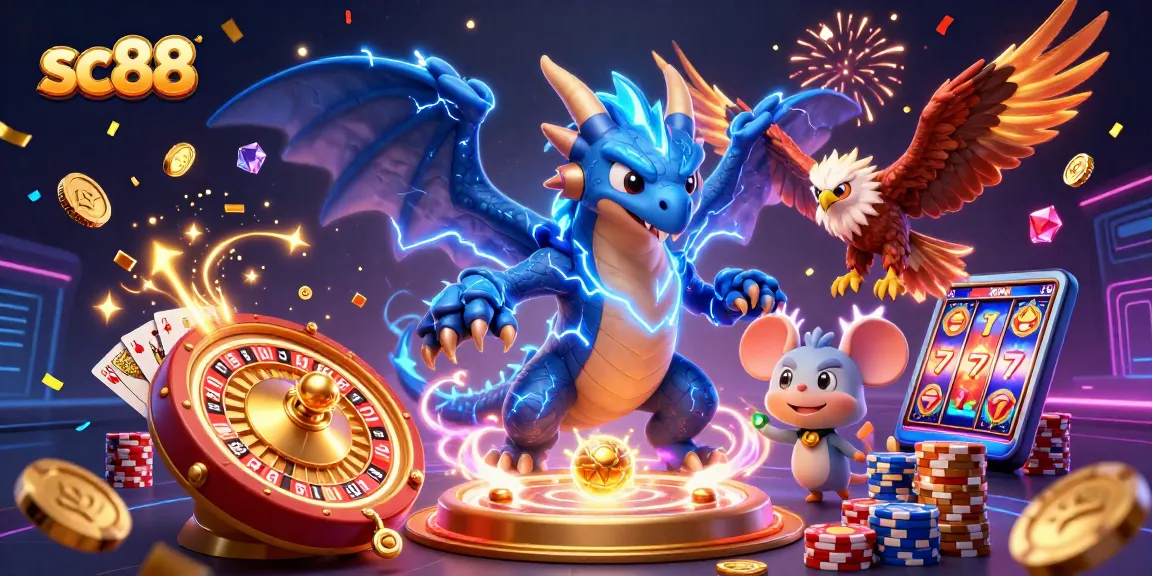 Experience thrilling wins at sc88 with vibrant dragons, poker chips, and spinning roulette!