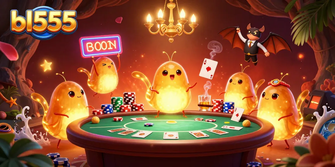 Experience the vibrant bl555 cave casino with glowworms illuminating the action at the card table.