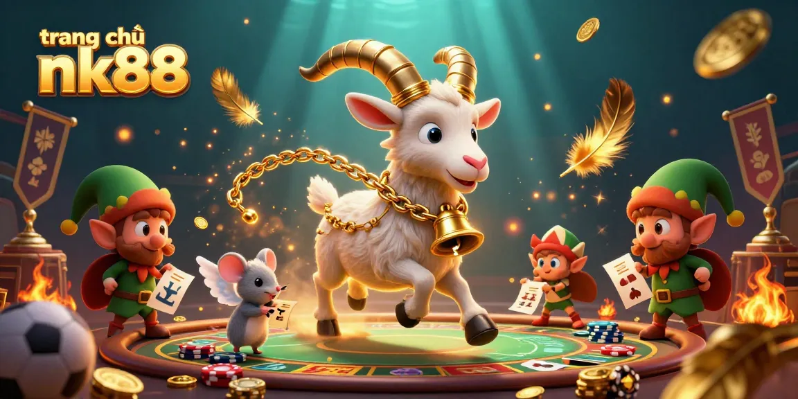 Experience excitement at trang chủ nk88 with Krampus goat managing a sports betting casino scene filled with action.